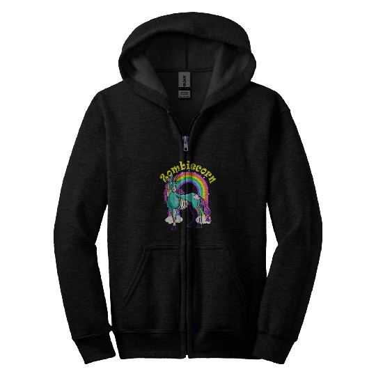 Unicorn Pet Zombiecorn Zombie Unicorn Halloween Women Girls Rainbow 1 Zip Hoodies