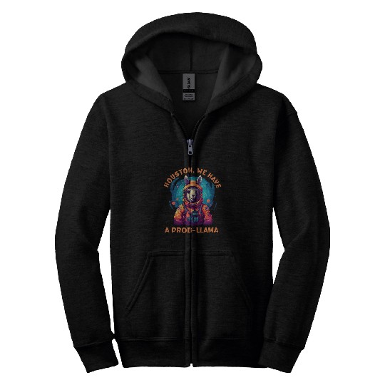 Llama Pet HOUSTON WE HAVE A PROBLLAMA Astronaut Zip Hoodies