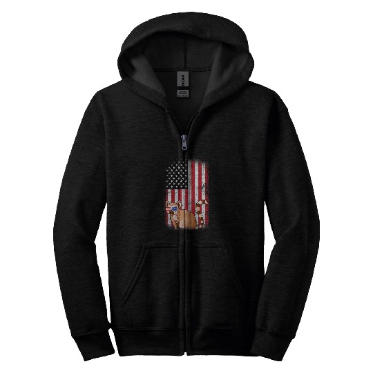 Lemur Pet American Flag Boys Girls Men Women Fourth Of July Zip Hoodies