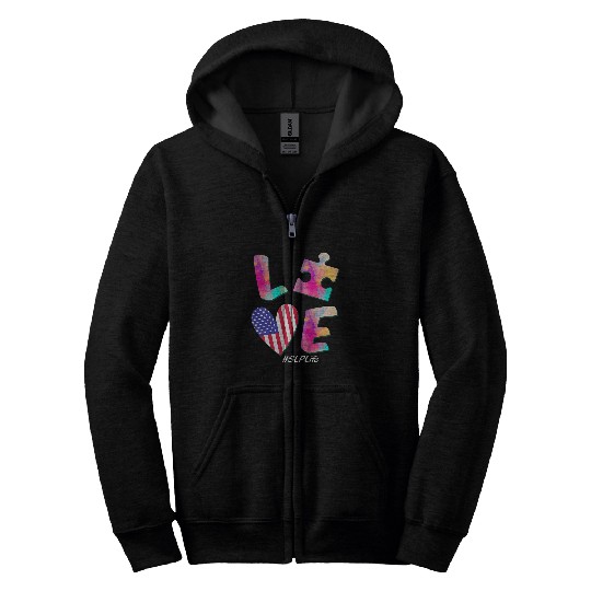 Autism Puzzle Speech Pathology Therapy Puzzles Autism Awareness Month Zip Hoodies