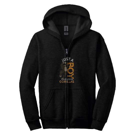 Gorilla Pet Just A Boy Who Loves Gorillas Ape Monkey Lover Gorilla Zip Hoodies