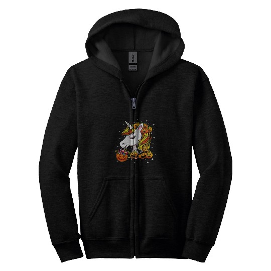Unicorn Pet Cute Candy Corn Unicorn Halloween Top 2 1 Zip Hoodies