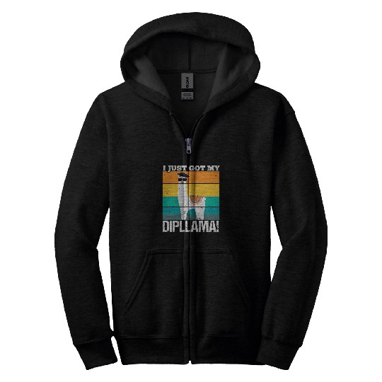 Llama Pet I Just Got My Dipllama Funny Llama School Graduation Diploma Zip Hoodies