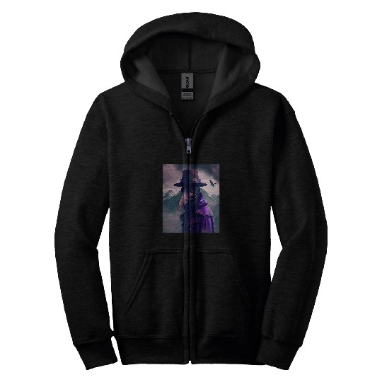 Purple Violet Plague Doctor Standing On Mountain Cool Art 21 Zip Hoodies
