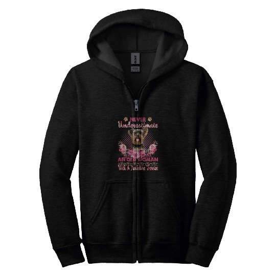 Yorkshire Pet Never Underestimate An Old Woman With A Yorkshire Terrier Zip Hoodies