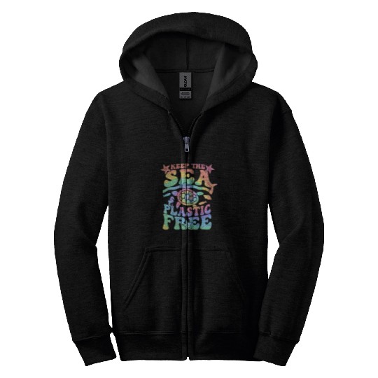 Turtle Pet Earth Day Keep The Sea Plastic frees Tie Dye Save Sea Zip Hoodies