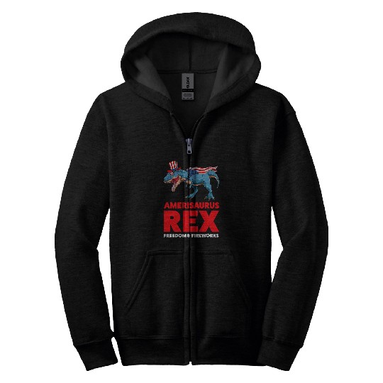 Dinosaur Pet Amerisaurus rexs freedon fireworks USA Zip Hoodies
