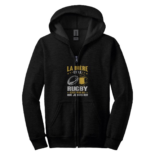 Sport Rugby mens sporty rugby player cool men rugby and beer Zip Hoodies