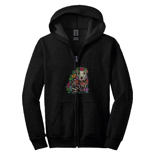 Guinea Pig Pet Sugar Skull Calavera Mexico Dia De Los Muertos Zip Hoodies