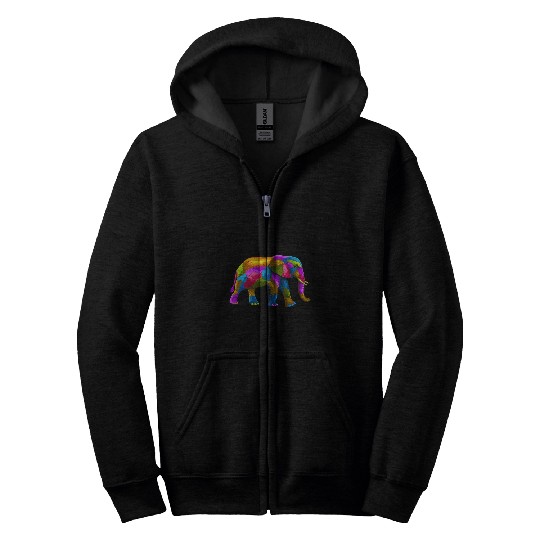 Elephant Mammal Colorful Elephant Painting Beautiful Art Animal Lover Gifts Zip Hoodies