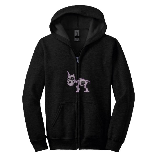 Unicorn Pet Sugar Skull Unicorn Skeletons Calavera Mexico Holiday Zip Hoodies