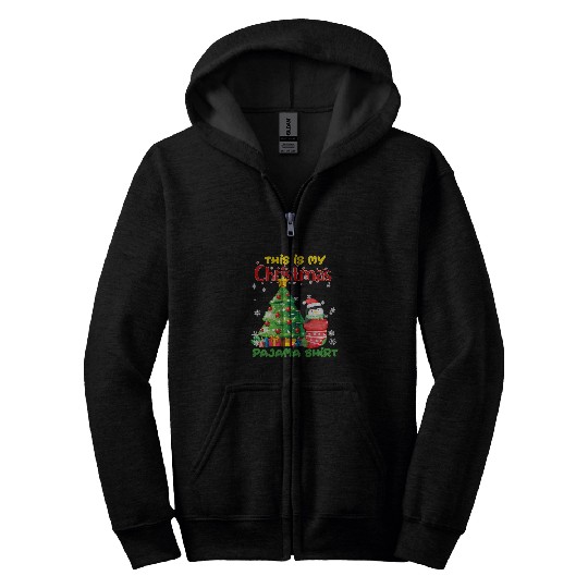 Penguin Pet Outdoor Christmas This is My Xmas Pajama Christmas 101 Zip Hoodies