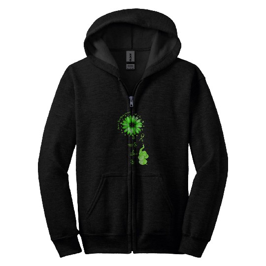 Elephant Mammal Brain Injury Awareness Ribbon Daisy Butterfly Zip Hoodies
