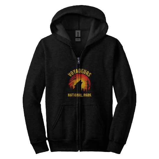 Coyote Mammal Voyageurs National Park Minnesota wolfs Retro Sunset Nature Zip Hoodies