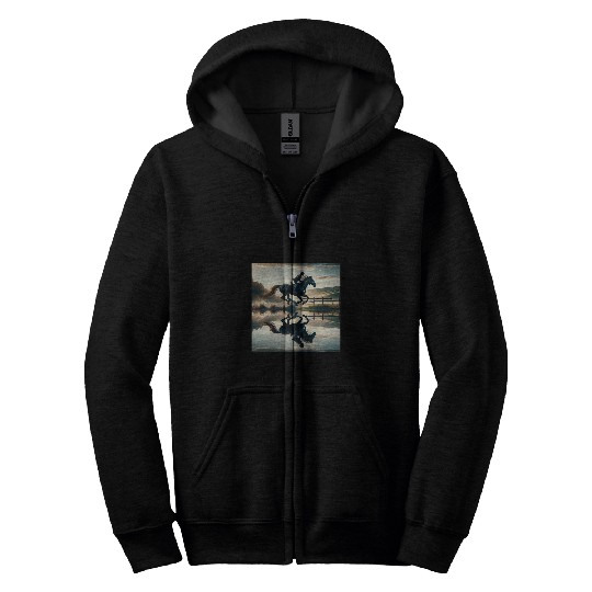 Horse Pet Riding Reflections Freedom in Motion Zip Hoodies