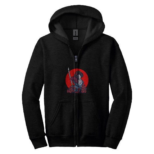 Japan Aesthetic Anime Grunge vintages Skull Geisha Katana Zip Hoodies