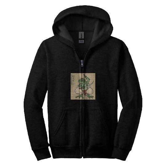 Frog Pet Green Ninja Frog Samurai Zip Hoodies