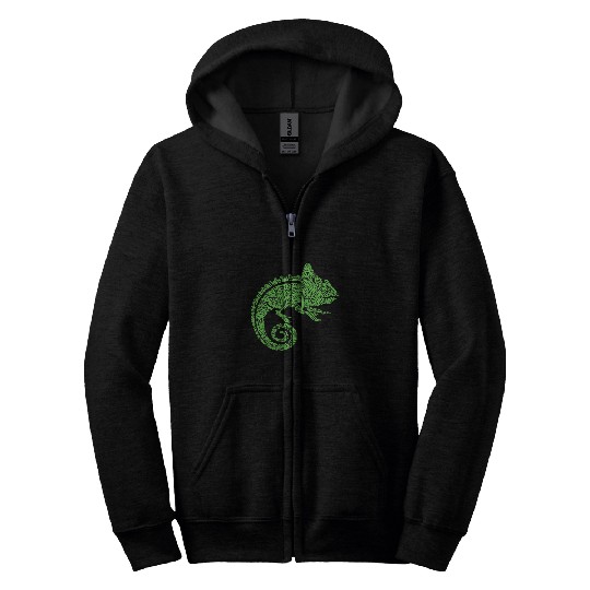 Chameleon Pet Reptile Animal Aztec Maya Maori Tribal Pattern Zip Hoodies