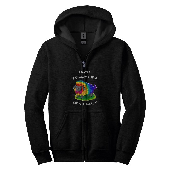 Sheep Pet Rainbow Sheep LGBT Pride Gay Lesbian Flag Gift405 Gay LGBTQ Zip Hoodies