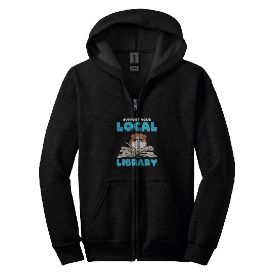 Guinea Pig Pet Support Your Local Library 2Guinea Pig Book Reader 22 Zip Hoodies