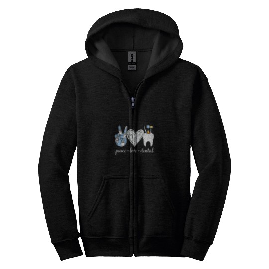Peace Love Dental National dentists Day Zip Hoodies