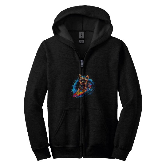 Yorkshire Pet Yorkie Dog Yorkshire Terrier Surfing Zip Hoodies