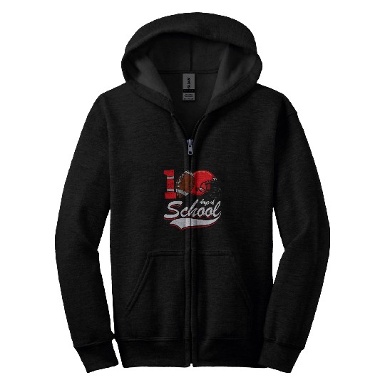 Sport Rugby 100 Days Of School Rugby Football Sports Athletic Player Zip Hoodies