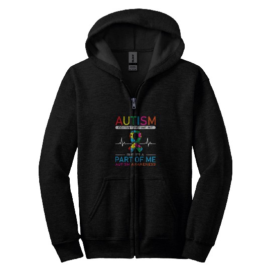 Autism Puzzle Doesnt Define Me But Its A Part Of Me Love Advocacy 1 Zip Hoodies
