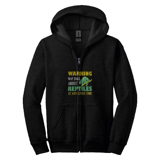 Chameleon Pet Warning May Talk About Reptiles Lizard Lover Zip Hoodies