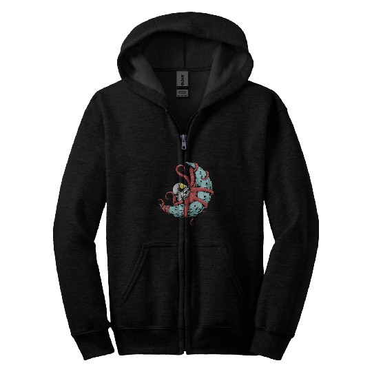 Octopus Pet Astronaut Octopus Kraken Squid Space Astronomy Moon Zip Hoodies