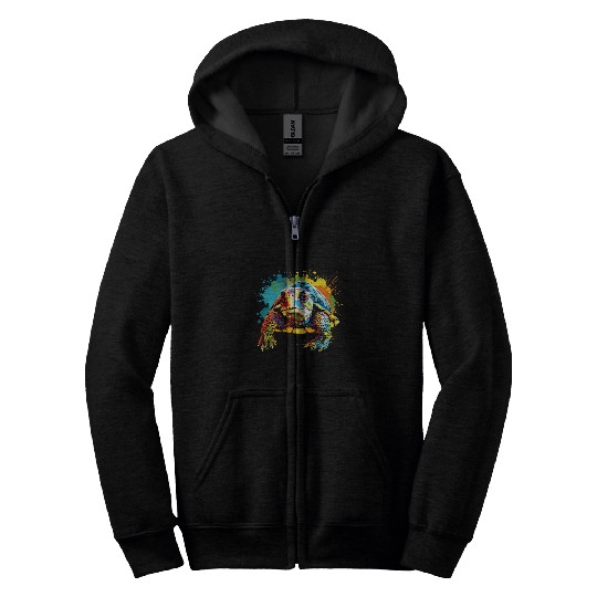 Turtle Pet Splash Art Box Turtle Lover Colorful 1 Zip Hoodies