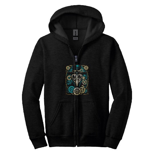Retro Steampunk vintages Gears Plague Doctor Zip Hoodies