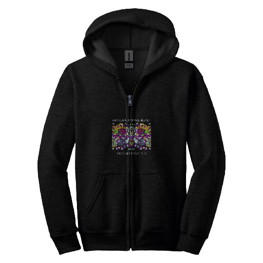 Chicken Pet and Cyclops Neurographic Art Design with Red Zip Hoodies
