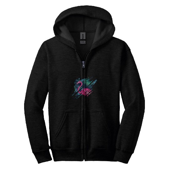 Flamingo Pet in the jungle Zip Hoodies