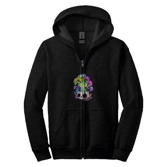 Frog Pet Pastel Goth Frog Kawaii Skull Cottagecore Aesthetic Zip Hoodies