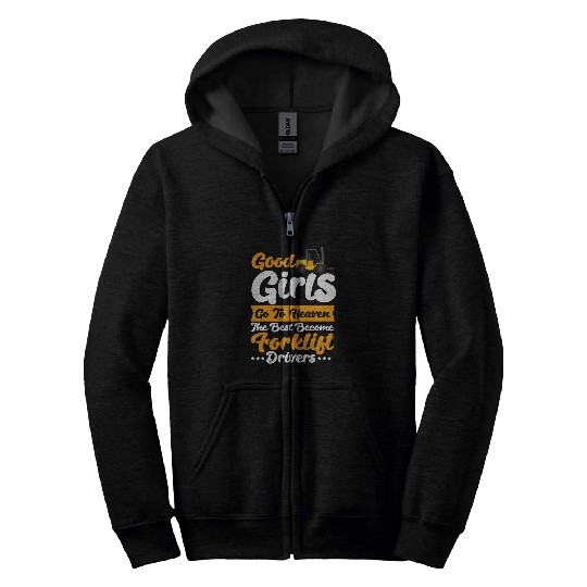 Forklift Fun Female Forklift Driver Warehouse Worker Forklift Operator Zip Hoodies