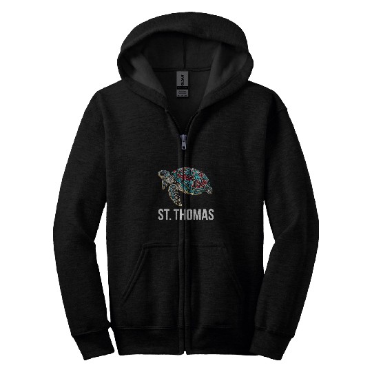 Turtle Pet St Thomas Tribal Sea Turtle Zip Hoodies