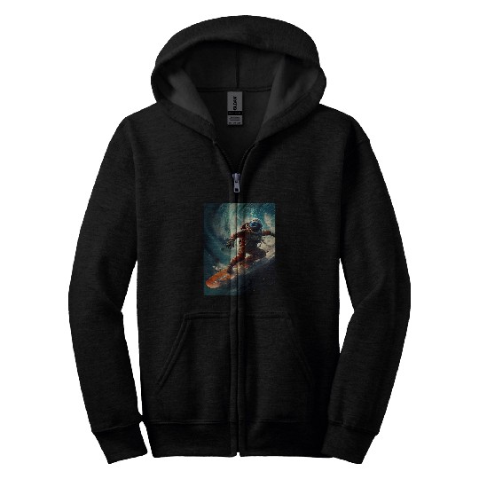 Astronaut Job Surfing the Cosmic Wave Zip Hoodies