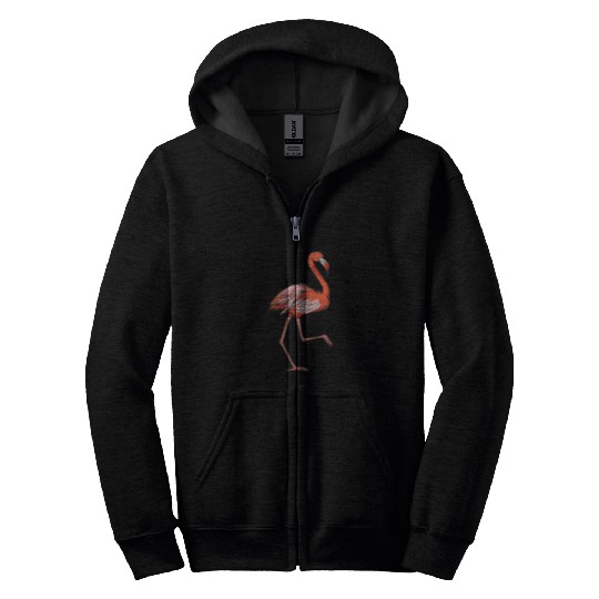 Flamingo Pet Art Design Illustration Bird Zip Hoodies