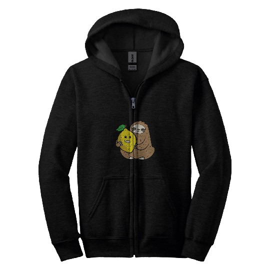 Sloth Pet Gift With Lemon Fruit Cute Lemons And Zip Hoodies
