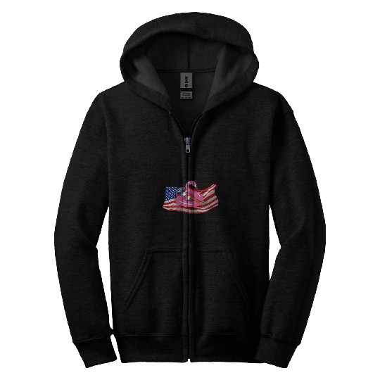 Flamingo Pet Animal Lovers Summer Vacation Gift Flamingo Beach USA Flag Funny Bird Zip Hoodies