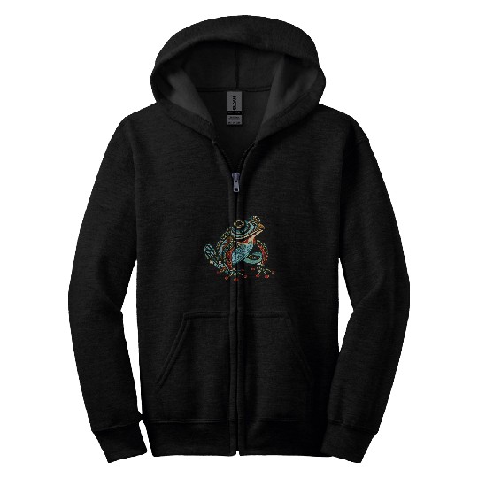 Frog Pet Native American Indian Style Art Pacific Northwest 30 Zip Hoodies