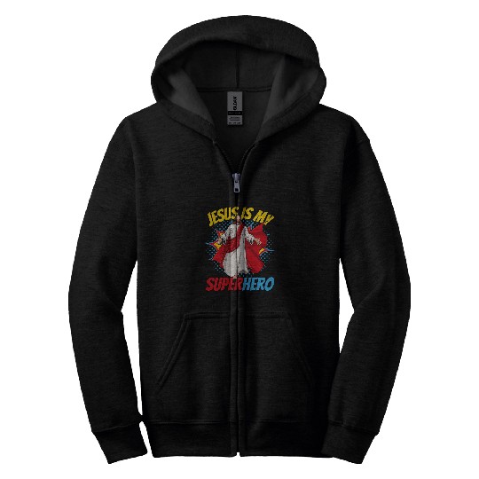 Book Fun Jesus Is My Superhero Powerful Christian Comic Book Hero 2 Zip Hoodies