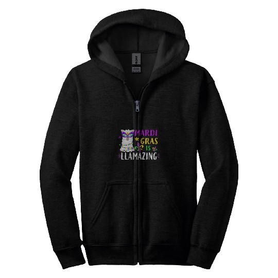 Llama Pet Mardi gras new orleans Zip Hoodies