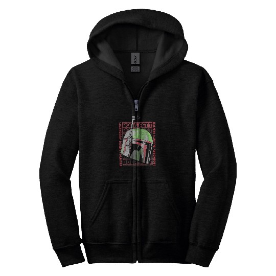 Book Fun Star Wars The Book Of Boba Fett Helmet Text Stack Zip Hoodies