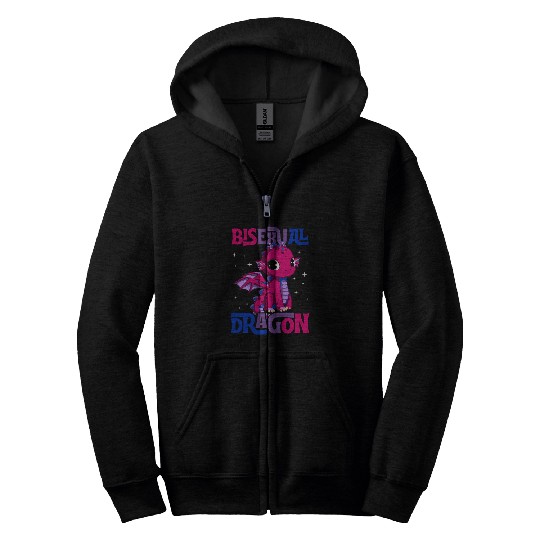 Dragon Pet Bisexual Dragon Funny Cute Majestic Bi Pride Flag Zip Hoodies