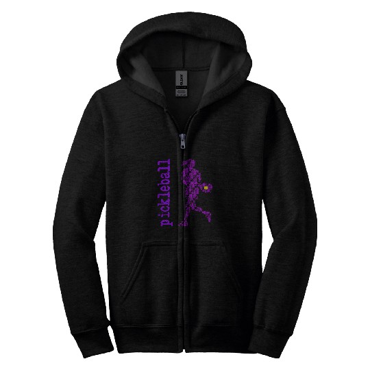 Sport Pickleball Player Typography V Neck Purple Zip Hoodies