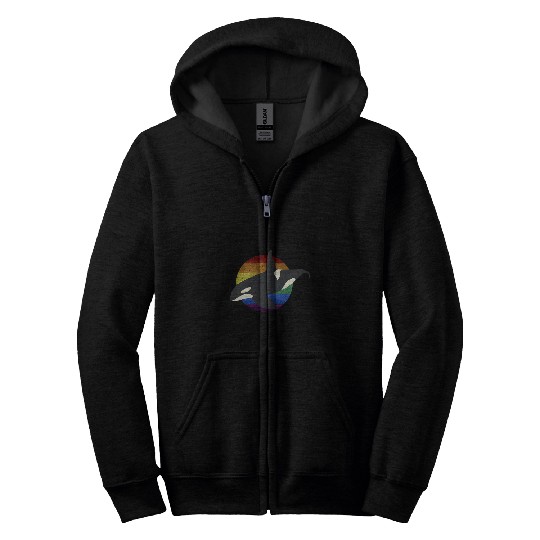 Whale Pet Rainbow Orca Killer Whale Earth Activist Marine Biologist 1 Zip Hoodies