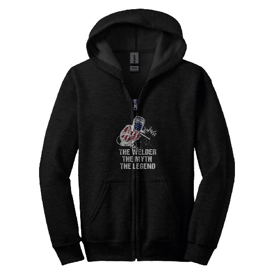 Welder Job The Welder The Myth The Legend American Flag Welding Zip Hoodies