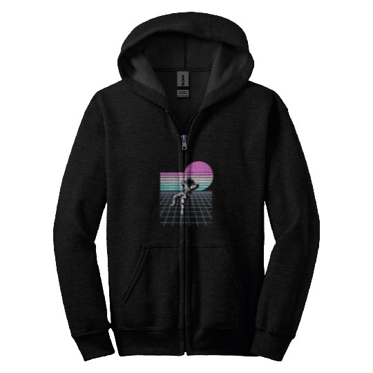 Astronaut Job Trans Pride Retro 80s Astronaut Moon Subtle LGBTQ 1 Zip Hoodies